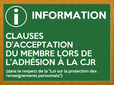 <strong>INFORMATION IMPORTANTE - CLAUSES D'ACCEPTATION DU MEMBRE</strong>